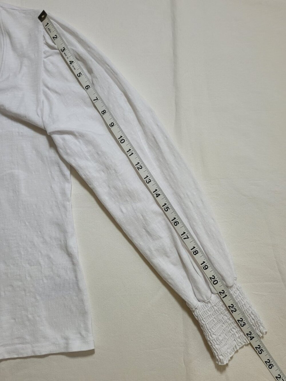 Sundry White Open Back Puff Sleeve Smocked Cuff Blouse Top Coquette Small - Picture 9 of 11